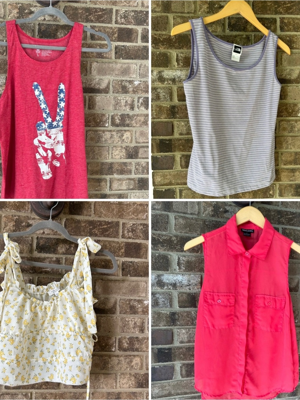 Women’s L Sleeveless Top Bundle 4pc Y2K Boho Casual